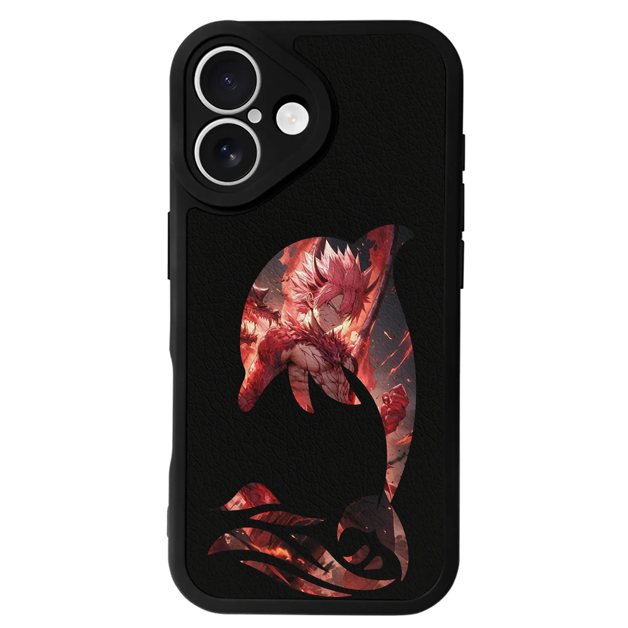 フェアリーテイル グッズ ナツ・ドラグニル - IPhone 16シリーズ対応 ・ シリコンスマホケース ・ レザー調 ・ 高精度フィット ・ 耐衝撃 ・ ワイヤレス充電対応 ・ 精密カット